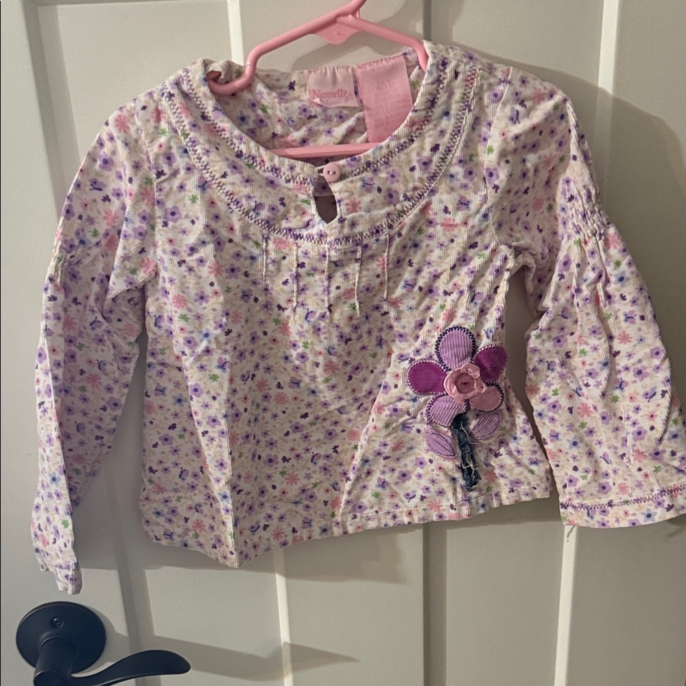 Nannette Pink and Purple Floral Kids Blouse